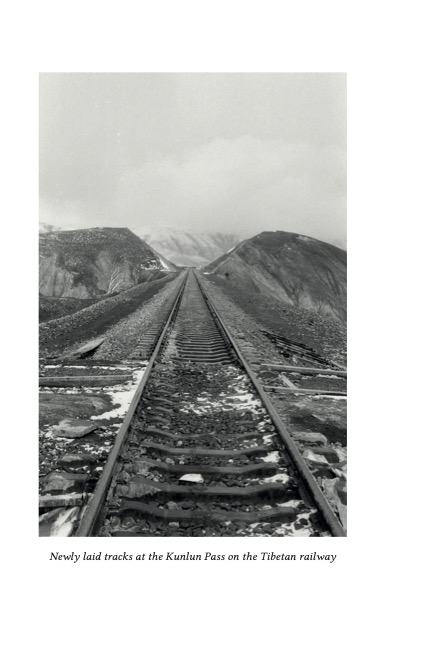 Newly-laid railway tracks in Tibet